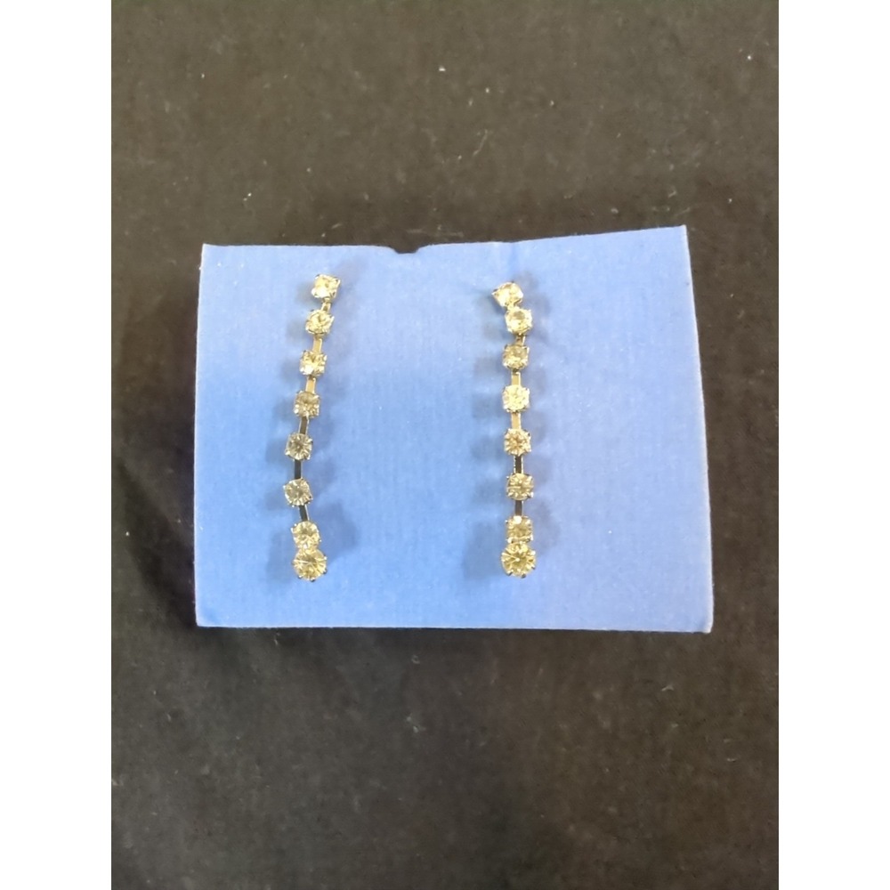 Vintage Silver Toned‎ Rhinestone Earrings With Original Package